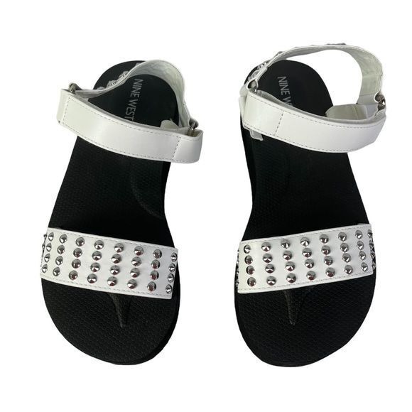 Nine West Sandals Womens Size‎ 8 Comehere3 White Studded Slip On Flats - Picture 6 of 11